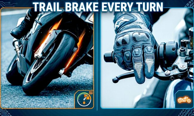 Trail braking on a motorcycle